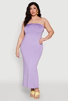 Womens Plus Size Slit Back Maxi Tube Dress, Purple, Size 2X