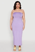 Womens Plus Size Slit Back Maxi Tube Dress, Purple, Size 2X
