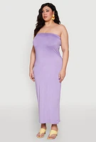 Womens Plus Size Slit Back Maxi Tube Dress, Purple, Size 2X