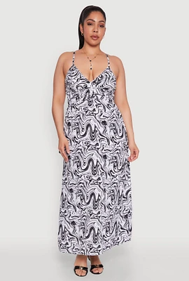 Womens Plus Size Airy Swirl Print Empire Waist Dress, Multi, Size 3X