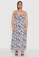 Womens Plus Airy Swirl Print Empire Waist Dress, Multi,