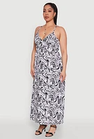 Womens Plus Airy Swirl Print Empire Waist Dress, Multi,