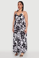 Womens Plus Size Airy Floral Print Empire Waist Dress, Multi, Size 1X
