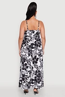 Womens Plus Size Airy Floral Print Empire Waist Dress, Multi, Size 1X