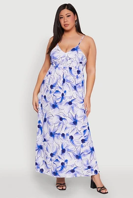 Womens Plus Size Airy Floral Empire Waist Maxi Dress, Multi, Size 1X