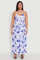 Womens Plus Size Airy Floral Empire Waist Maxi Dress, Multi, Size 1X