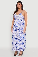 Womens Plus Size Airy Floral Empire Waist Maxi Dress, Multi, Size 1X