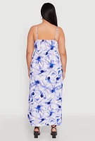 Womens Plus Size Airy Floral Empire Waist Maxi Dress, Multi, Size 1X
