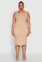 Womens Plus Scoop Neck Midi Dress,