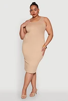 Womens Plus Scoop Neck Midi Dress,