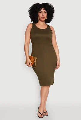 Womens Plus Scoop Neck Midi Dress,