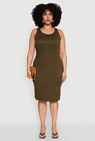 Womens Plus Scoop Neck Midi Dress,