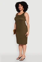 Womens Plus Scoop Neck Midi Dress,