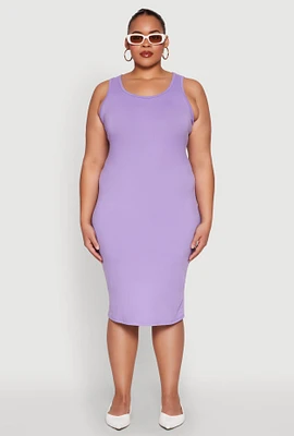 Womens Plus Scoop Neck Midi Dress,