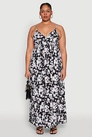Womens Plus Size Ditsy Floral Print Empire Waist Maxi Dress, Multi, Size 1X