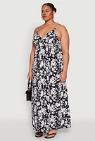 Womens Plus Size Ditsy Floral Print Empire Waist Maxi Dress, Multi, Size 1X