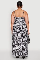 Womens Plus Size Ditsy Floral Print Empire Waist Maxi Dress, Multi, Size 1X