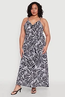 Womens Plus Printed Pattern Empire Waist Maxi Dress, Multi,