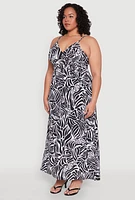 Womens Plus Printed Pattern Empire Waist Maxi Dress, Multi,