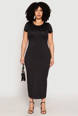 Womens Plus Slit Back Maxi Dress, 1X