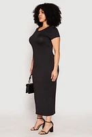 Womens Plus Slit Back Maxi Dress, 1X