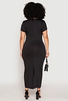 Womens Plus Slit Back Maxi Dress, 1X