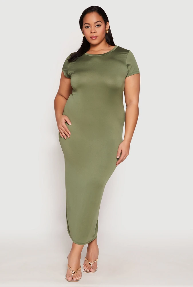 Womens Plus Slit Back Maxi Dress,