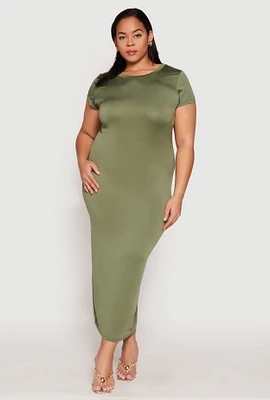 Womens Plus Slit Back Maxi Dress,