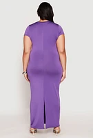 Womens Plus Size Slit Back Maxi Dress, Purple, Size 1X