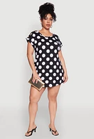 Womens Plus Size Polka Dot Shift Dress, Multi, Size 2X