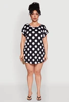 Womens Plus Size Polka Dot Shift Dress, Multi, Size 2X