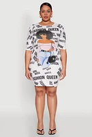 Womens Plus Fashion Queen Graphic Dress, Multi,