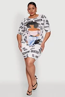 Womens Plus Fashion Queen Graphic Dress, Multi,