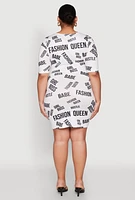 Womens Plus Fashion Queen Graphic Dress, Multi,
