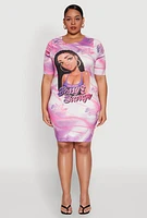 Womens Plus Bossy and Savage Graphic T Shirt Dress, Pink,
