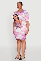 Womens Plus Bossy and Savage Graphic T Shirt Dress, Pink,