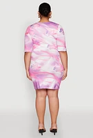 Womens Plus Bossy and Savage Graphic T Shirt Dress, Pink,