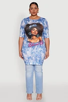 Womens Plus Size Blessed Life Graphic Dress, Blue, Size 2X
