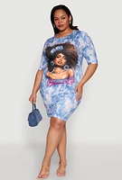 Womens Plus Size Blessed Life Graphic Dress, Blue, Size 3X