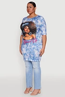 Womens Plus Size Blessed Life Graphic Dress, Blue, Size 2X