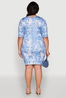 Womens Plus Size Blessed Life Graphic Dress, Blue, Size 3X