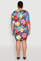 Womens Plus Size Blessed Queen Pop Art T Shirt Dress, Multi, Size 2X