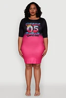 Womens Plus Size Fierce 05 Queen T Shirt Dress, Multi, Size 2X