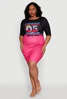 Womens Plus Size Fierce 05 Queen T Shirt Dress, Multi, Size 2X