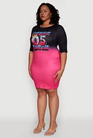 Womens Plus Size Fierce 05 Queen T Shirt Dress, Multi, Size 2X