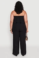Womens Plus Size Ruffle Overlay Jumpsuit, Black, Size 1X