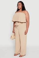 Womens Plus Ruffle Overlay Jumpsuit,
