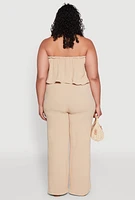 Womens Plus Ruffle Overlay Jumpsuit,