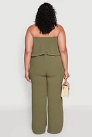 Womens Plus Size Ruffle Overlay Jumpsuit, Green, Size 3X