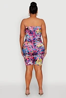 Womens Plus Size Queen 82 Vibes Print Tube Romper, Multi, Size 2X